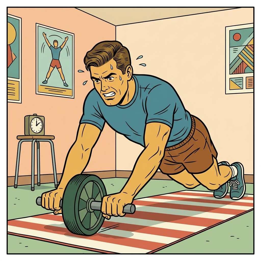 AI mnemonic illustration for the English word "ab roller"