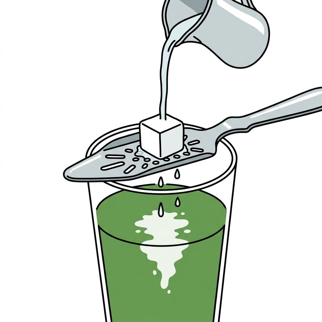 AI mnemonic illustration for the English word "absinthe spoon"