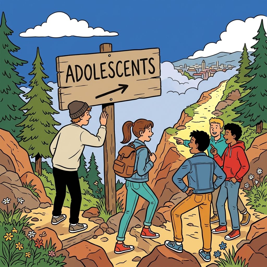 AI mnemonic illustration for the English word "adolescents"