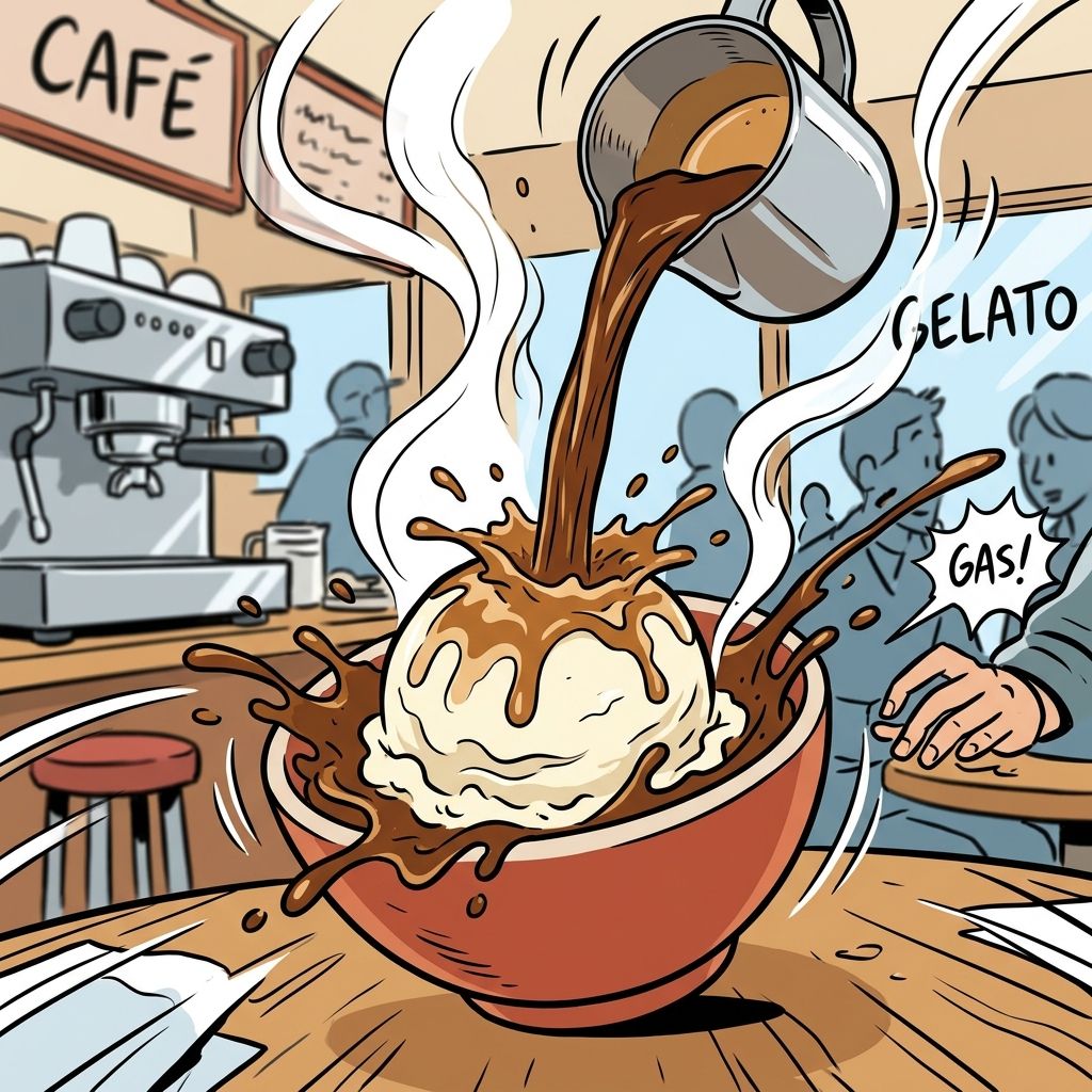 AI mnemonic illustration for the English word "affogato"