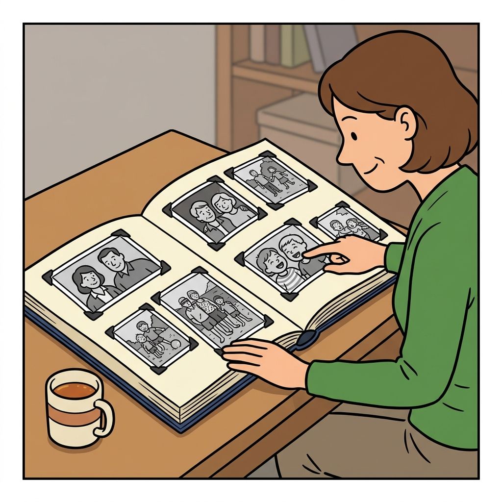 AI mnemonic illustration for the English word "album"