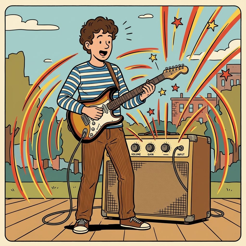 AI mnemonic illustration for the English word "amplifier"