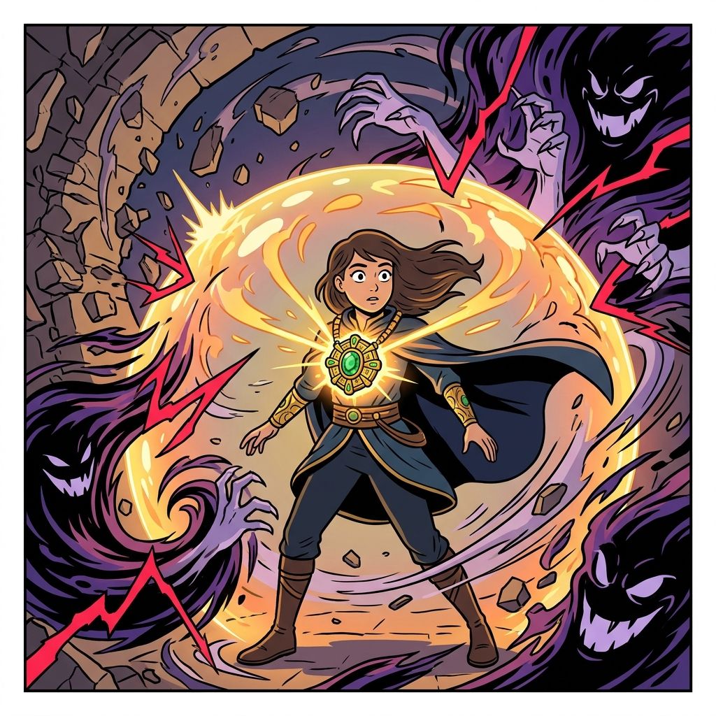 AI mnemonic illustration for the English word "amulet"