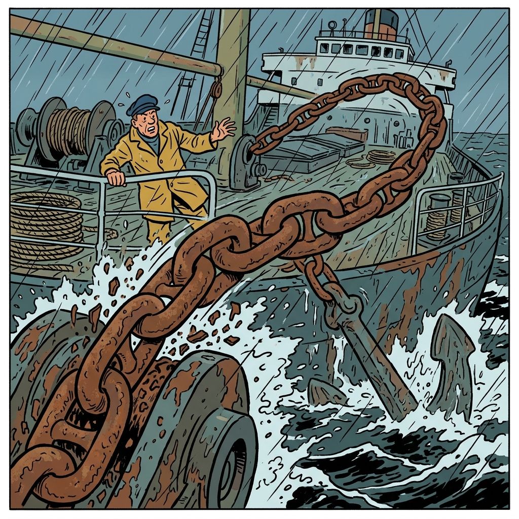 AI mnemonic illustration for the English word "anchor chain"