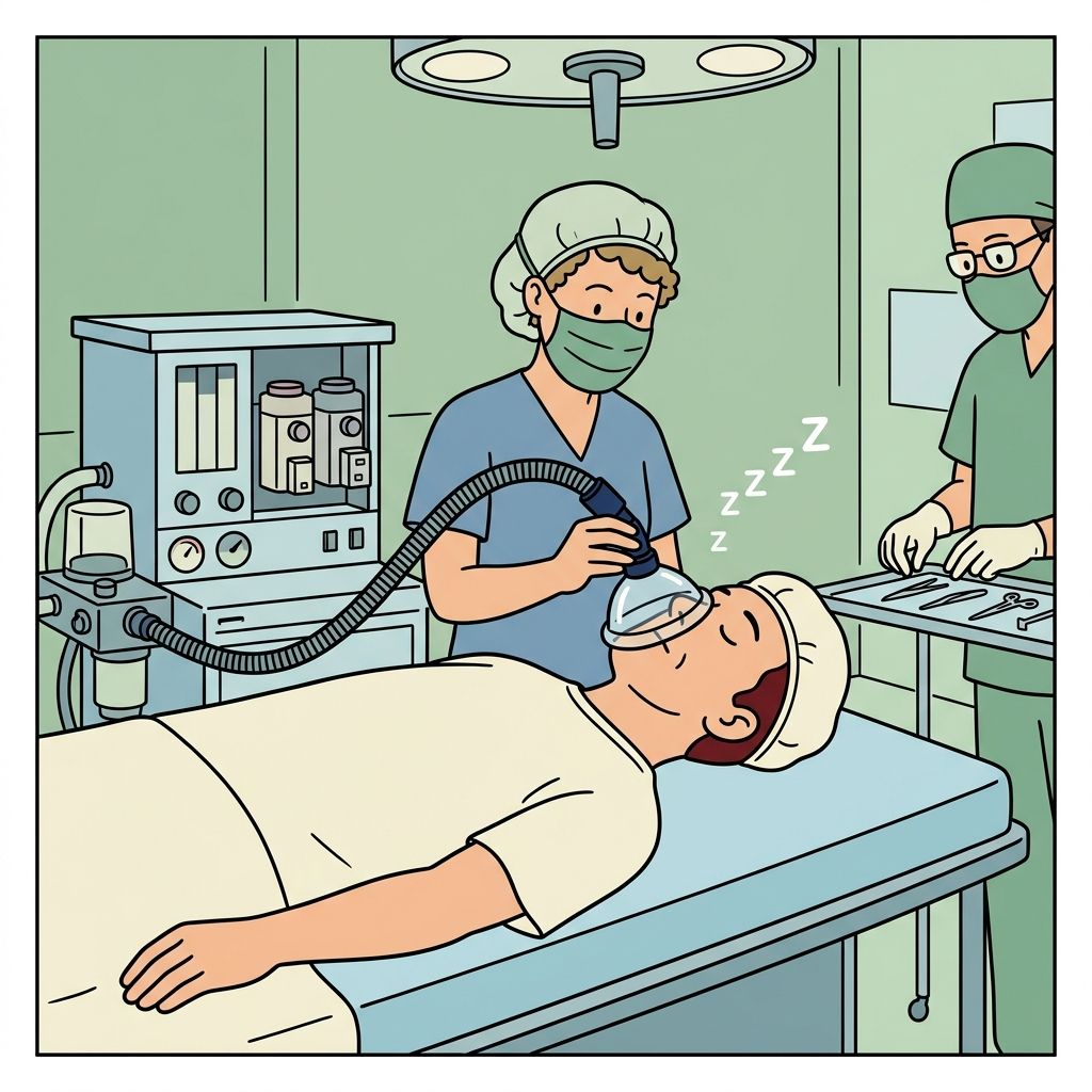 AI mnemonic illustration for the English word "anesthesia"