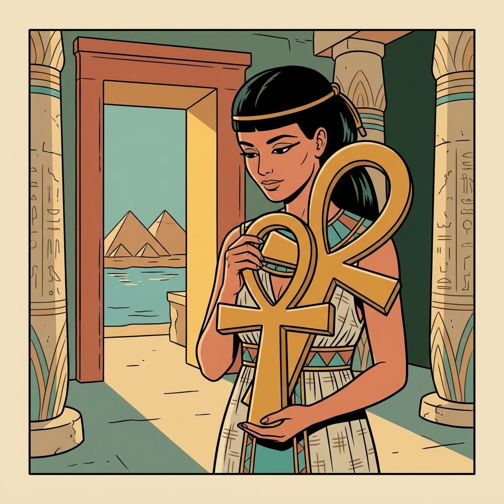 AI mnemonic illustration for the English word "ankh"