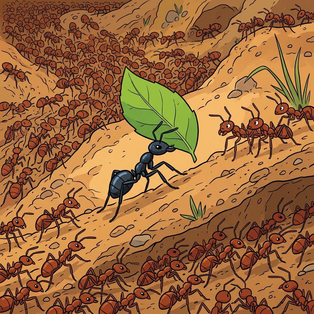 AI mnemonic illustration for the English word "ant"