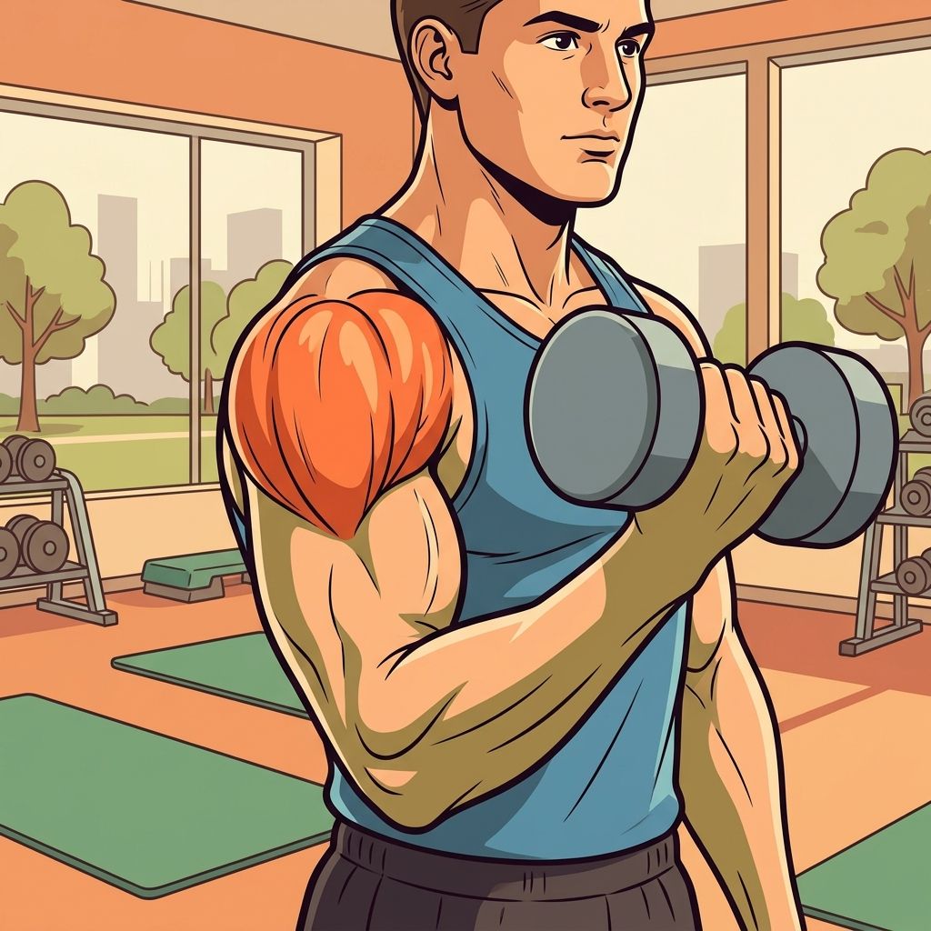 AI mnemonic illustration for the English word "anterior deltoid"