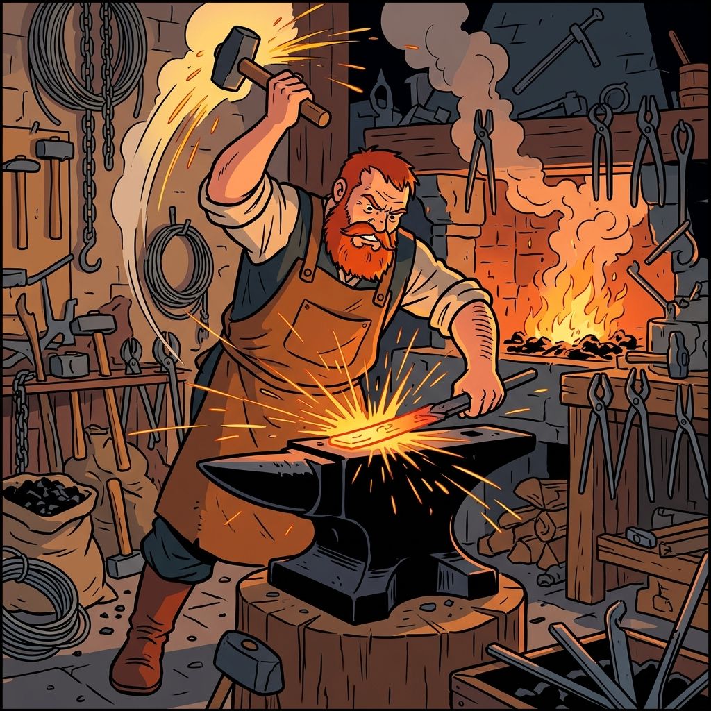 AI mnemonic illustration for the English word "anvil"