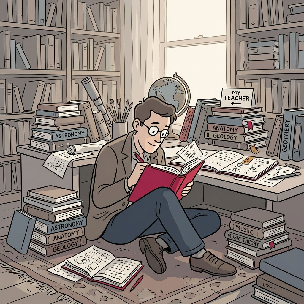 AI mnemonic illustration for the English word "autodidact"