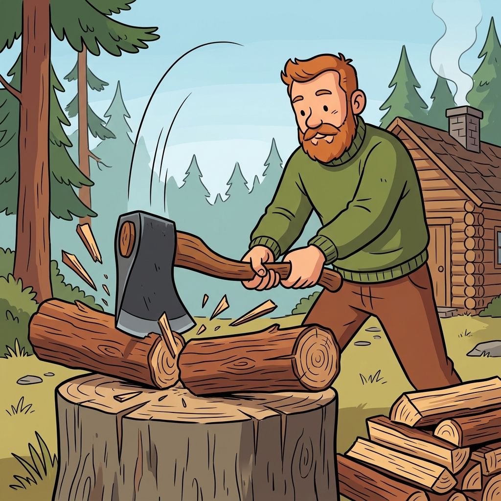 AI mnemonic illustration for the English word "axe"