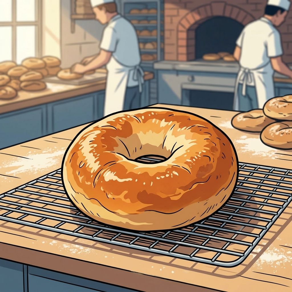 AI mnemonic illustration for the English word "bagel"