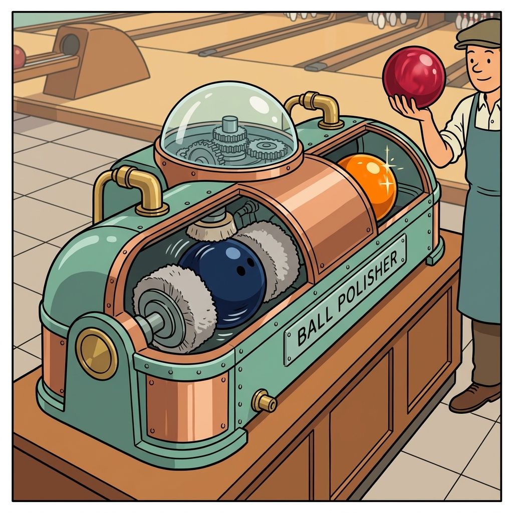AI mnemonic illustration for the English word "ball polisher"