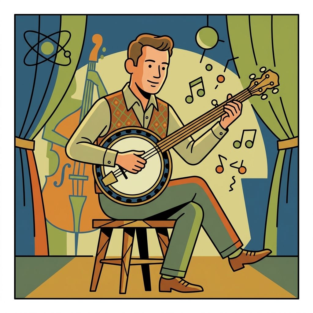 AI mnemonic illustration for the English word "banjo"