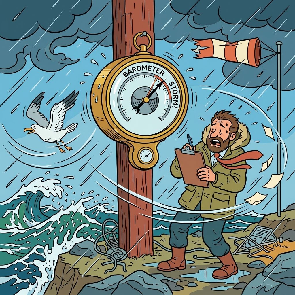 AI mnemonic illustration for the English word "barometer"