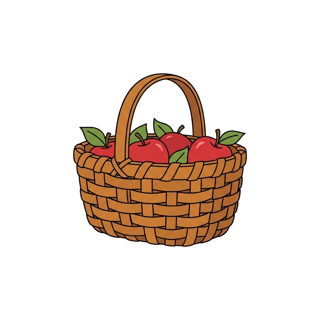 AI mnemonic illustration for the English word "basket"