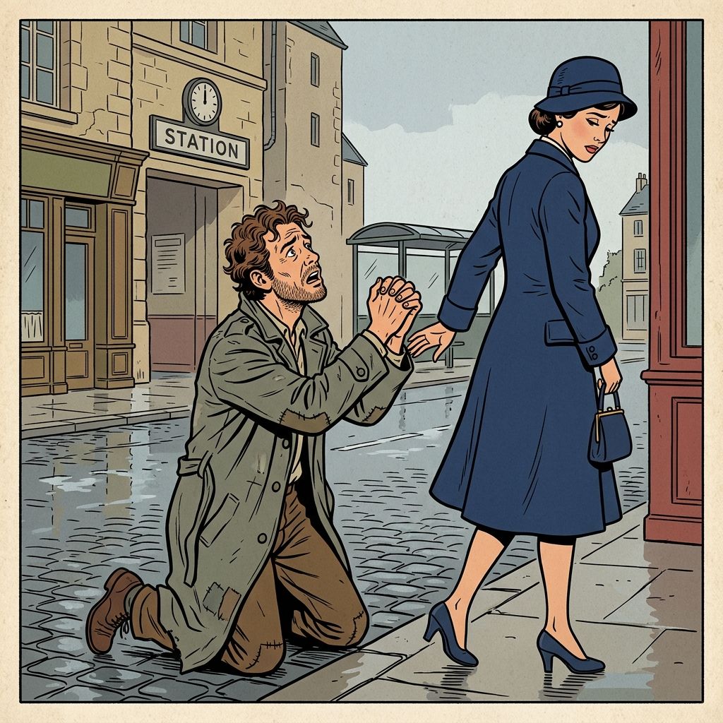 AI mnemonic illustration for the English word "beg"