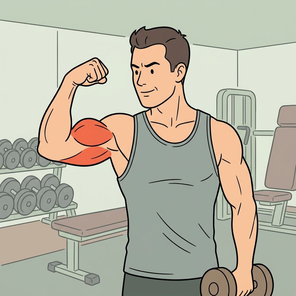 AI mnemonic illustration for the English word "biceps"