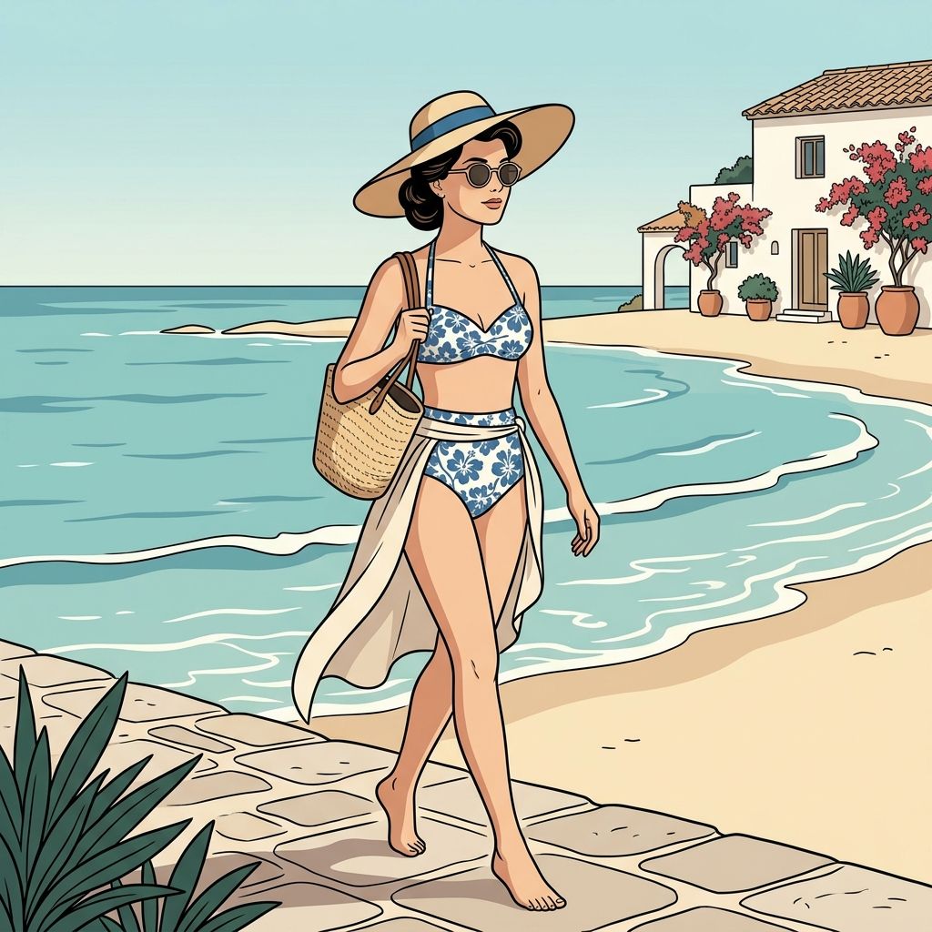 AI mnemonic illustration for the English word "bikini"