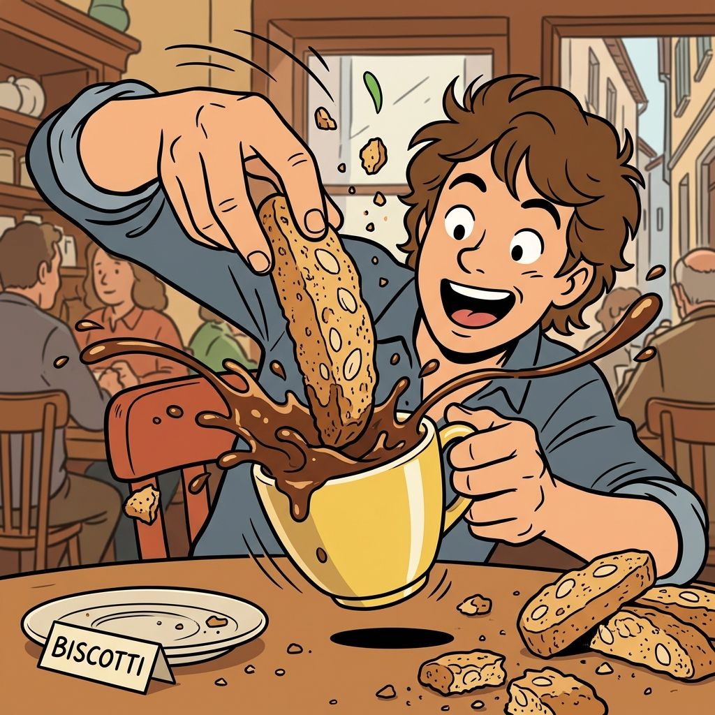 AI mnemonic illustration for the English word "biscotti"