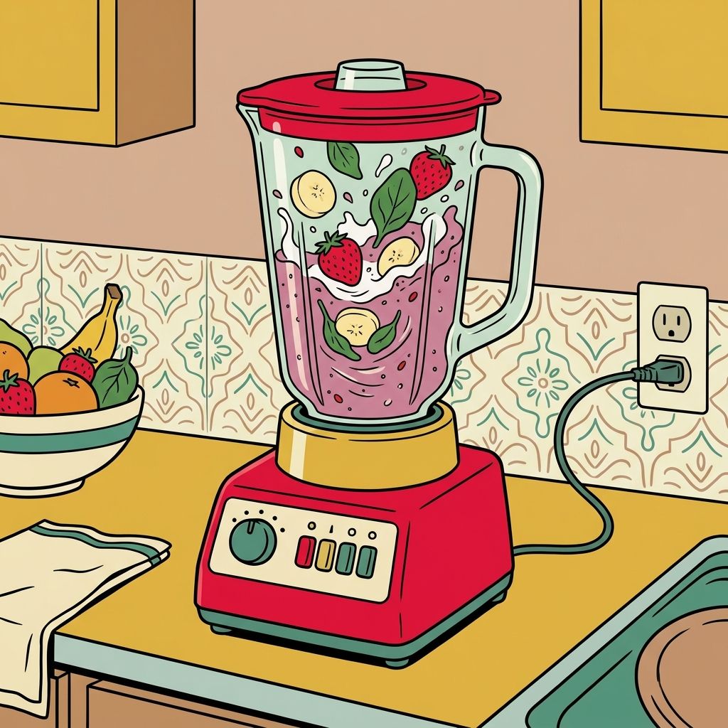 AI mnemonic illustration for the English word "blender"