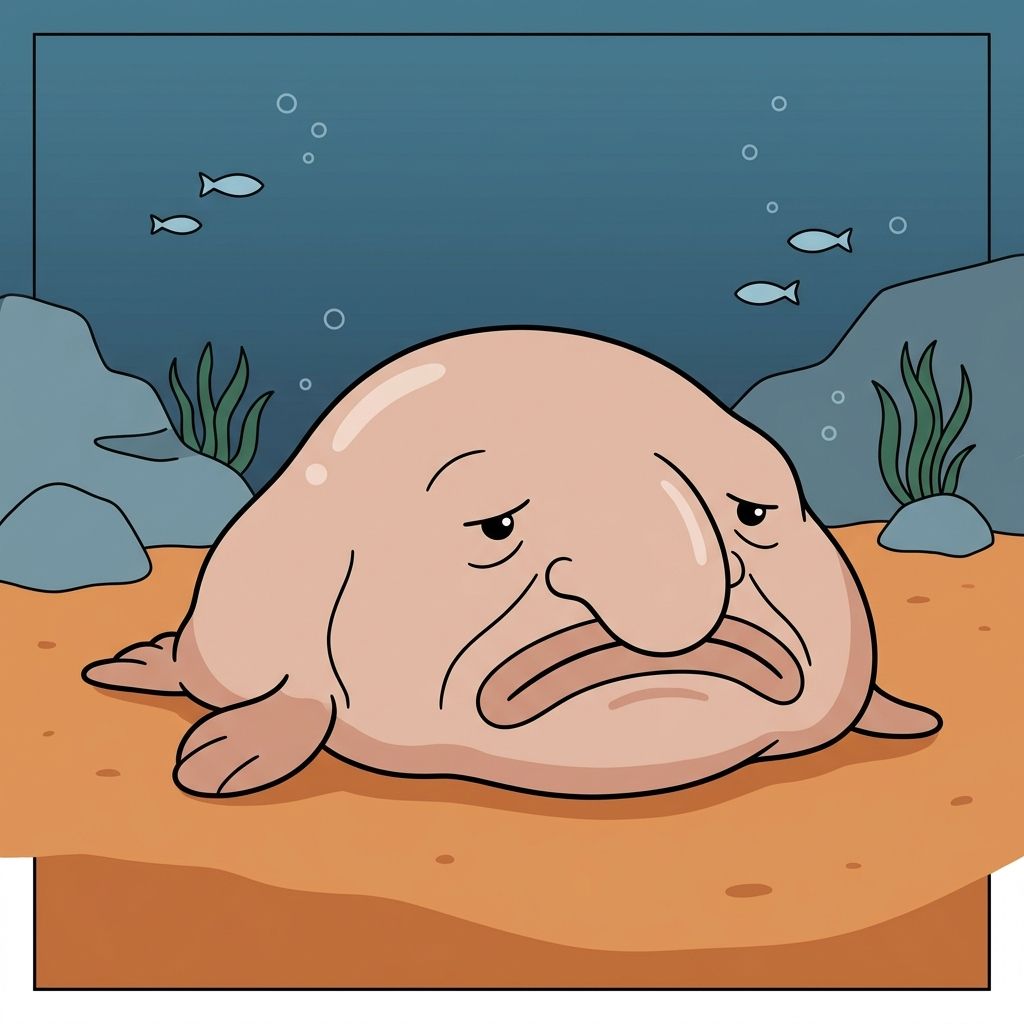 AI mnemonic illustration for the English word "blobfish"