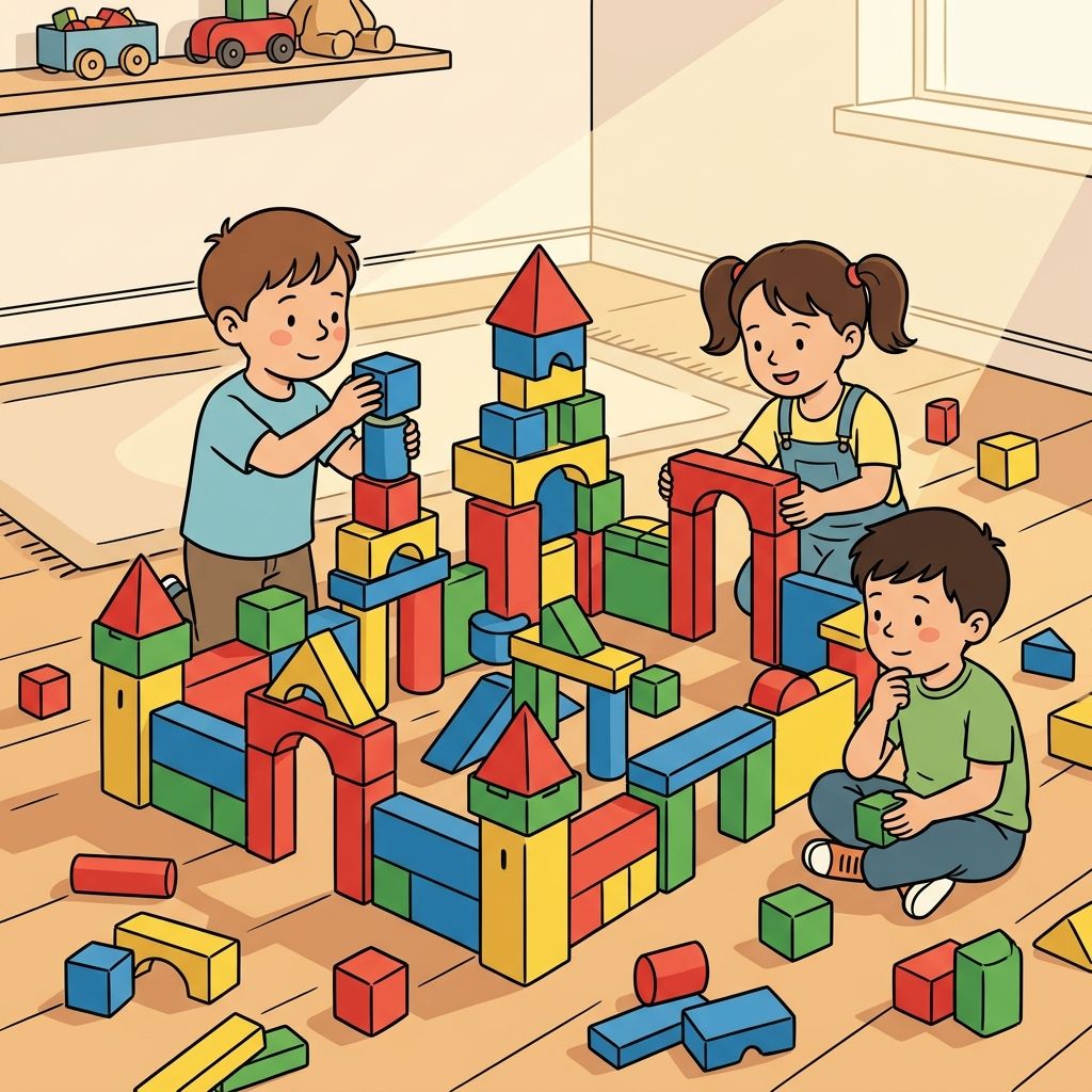 AI mnemonic illustration for the English word "blocks"