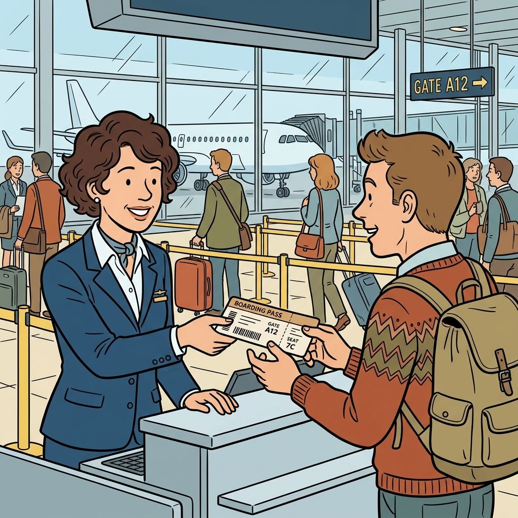 AI mnemonic illustration for the English word "boarding pass"