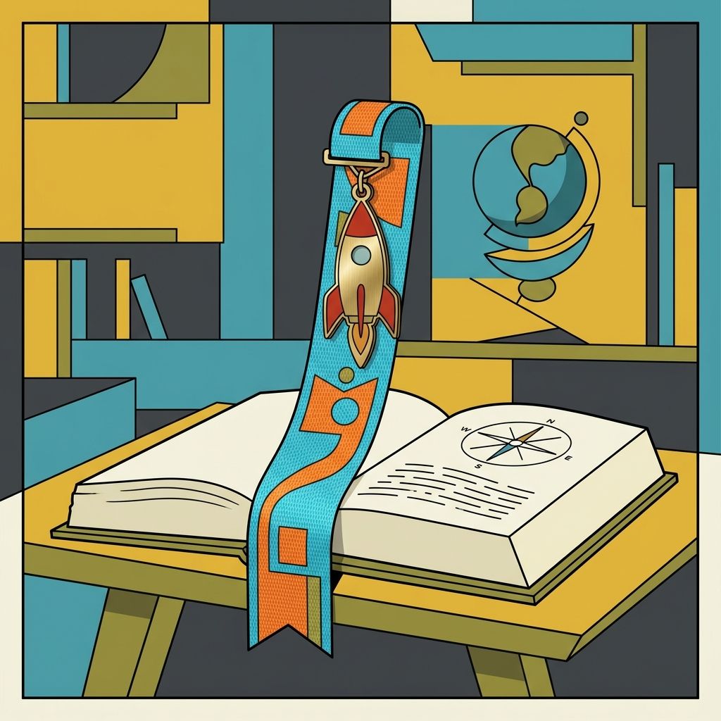 AI mnemonic illustration for the English word "bookmark"