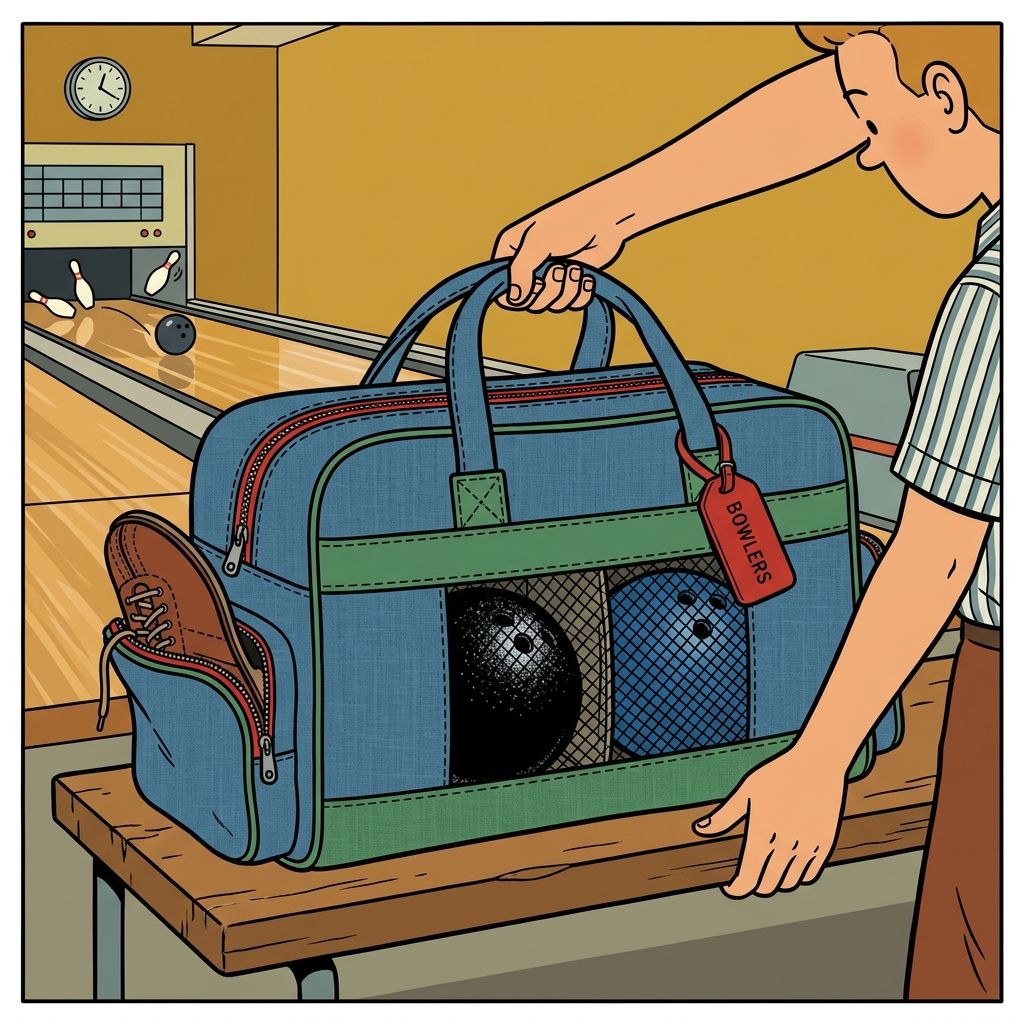 AI mnemonic illustration for the English word "bowling bag"