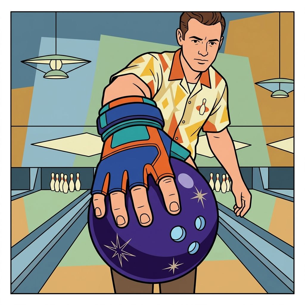 AI mnemonic illustration for the English word "bowling glove"