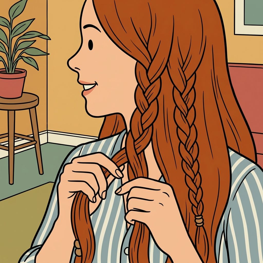 AI mnemonic illustration for the English word "braids"