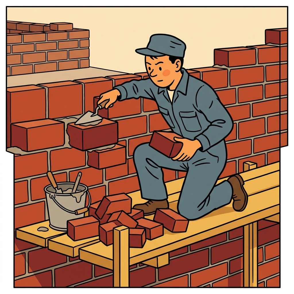 AI mnemonic illustration for the English word "brick"
