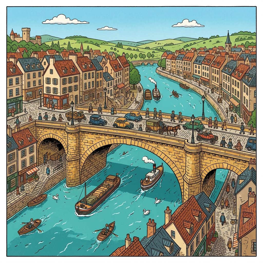 AI mnemonic illustration for the English word "bridge"