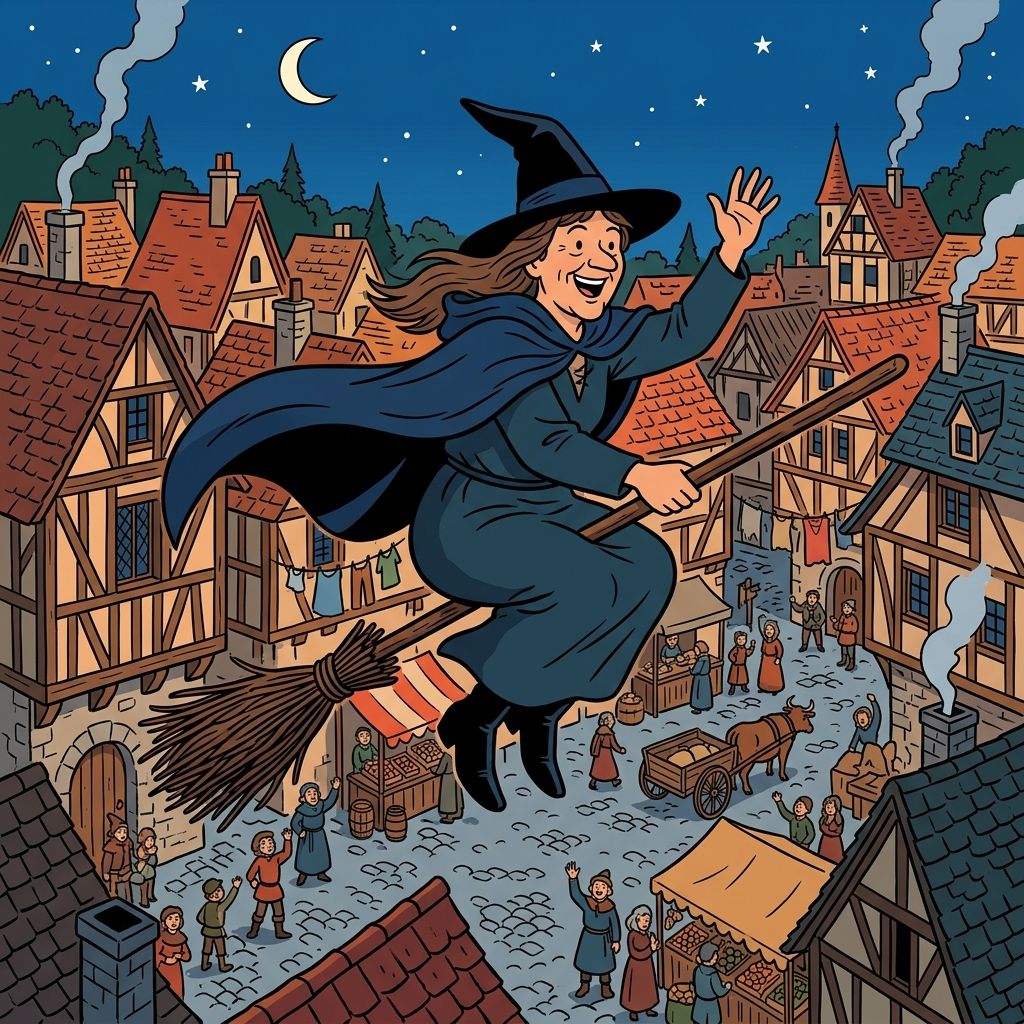 AI mnemonic illustration for the English word "broomstick"