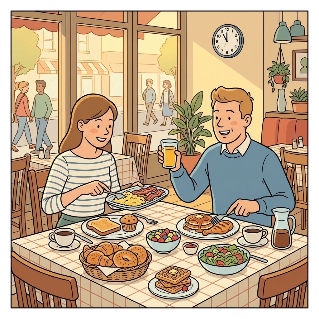 AI mnemonic illustration for the English word "brunch"