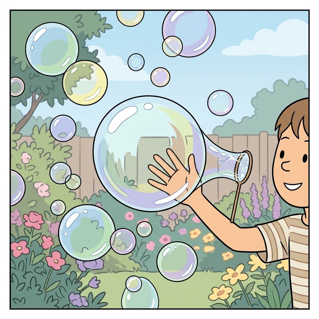 AI mnemonic illustration for the English word "bubbles"
