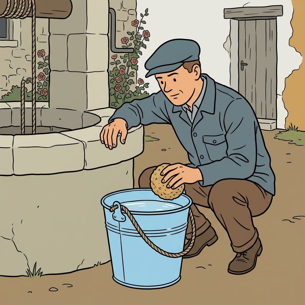 AI mnemonic illustration for the English word "bucket"