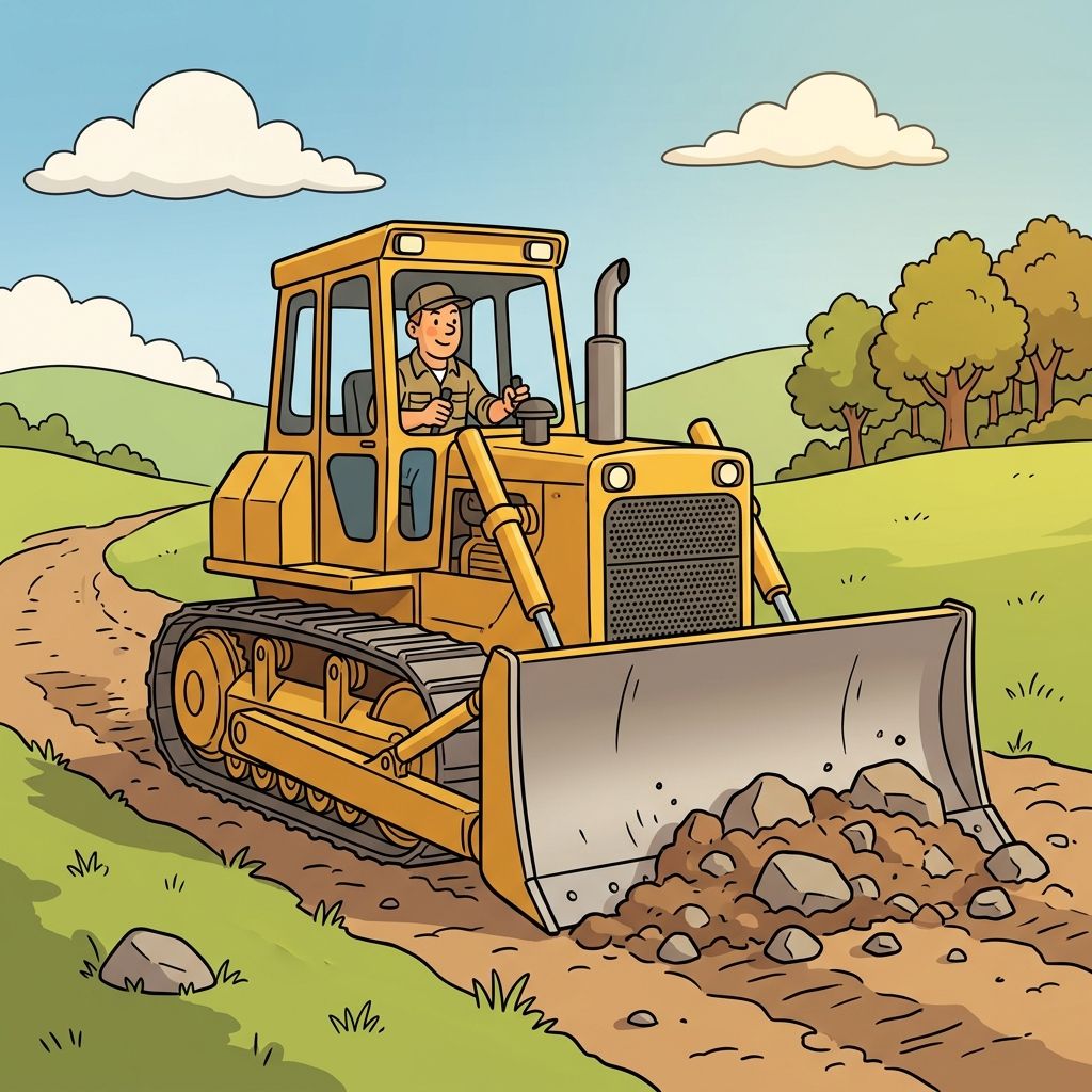 AI mnemonic illustration for the English word "bulldozer"