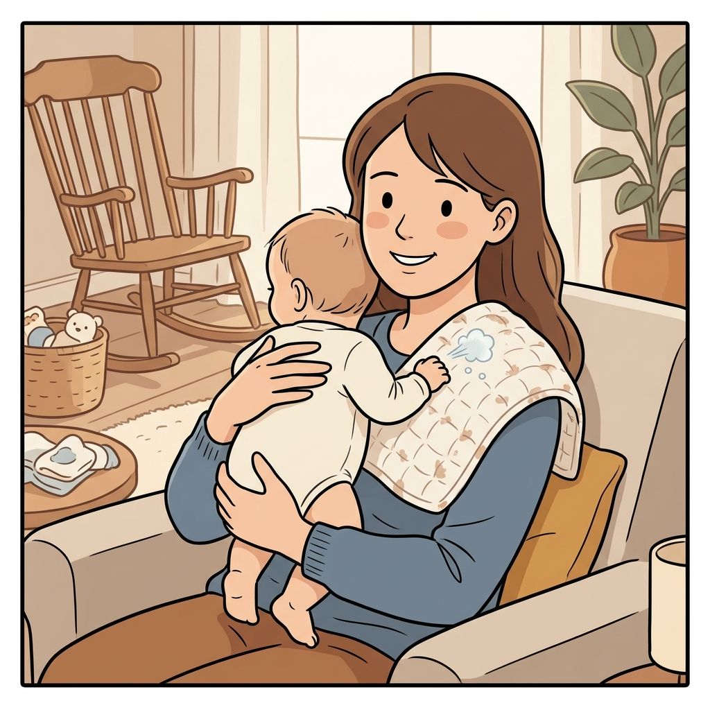 AI mnemonic illustration for the English word "burp cloth"