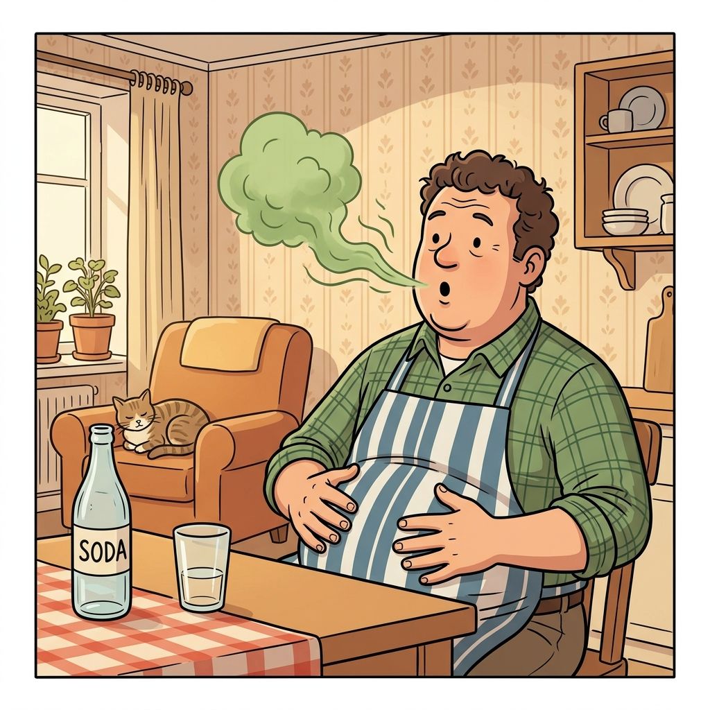 AI mnemonic illustration for the English word "burp"