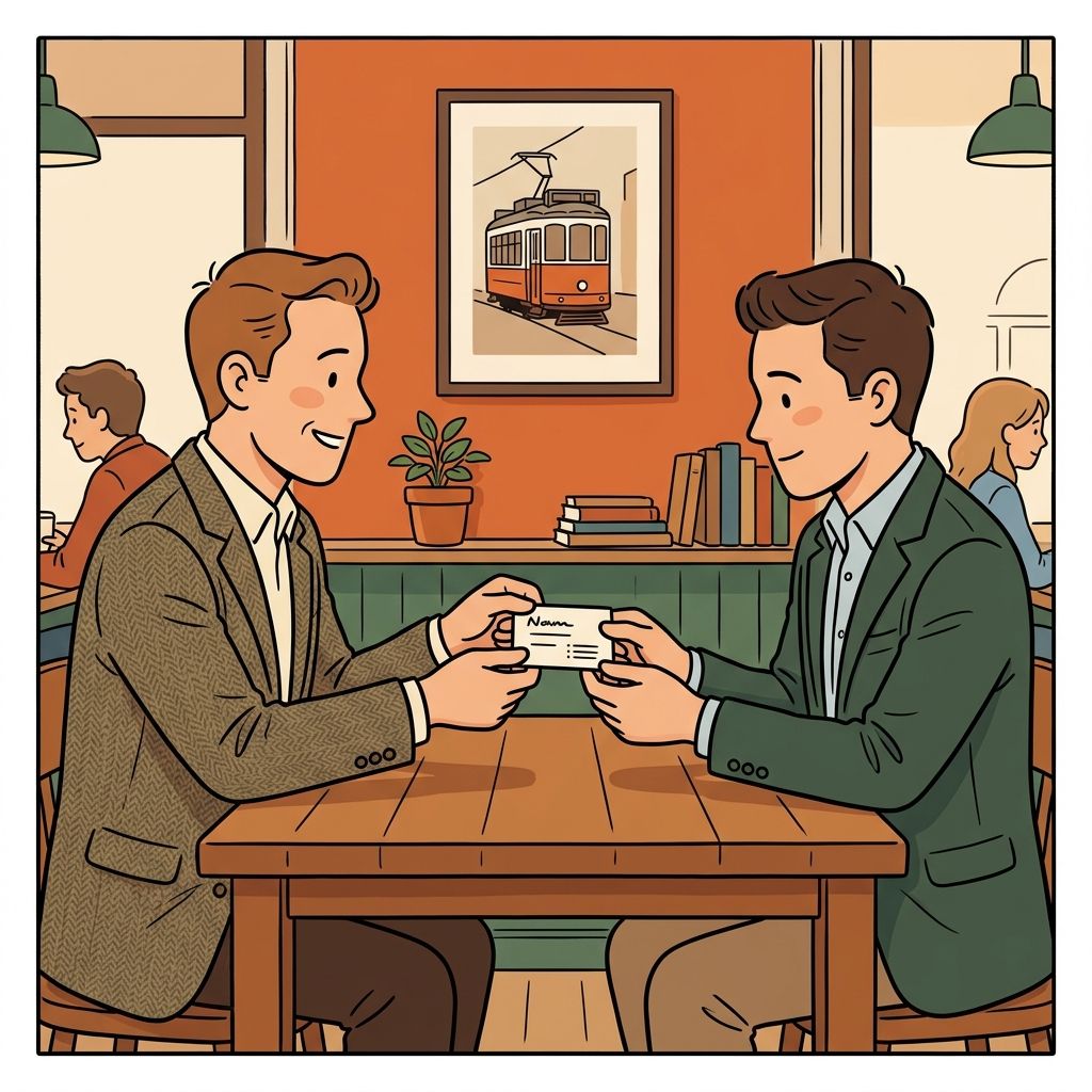 AI mnemonic illustration for the English word "business card"