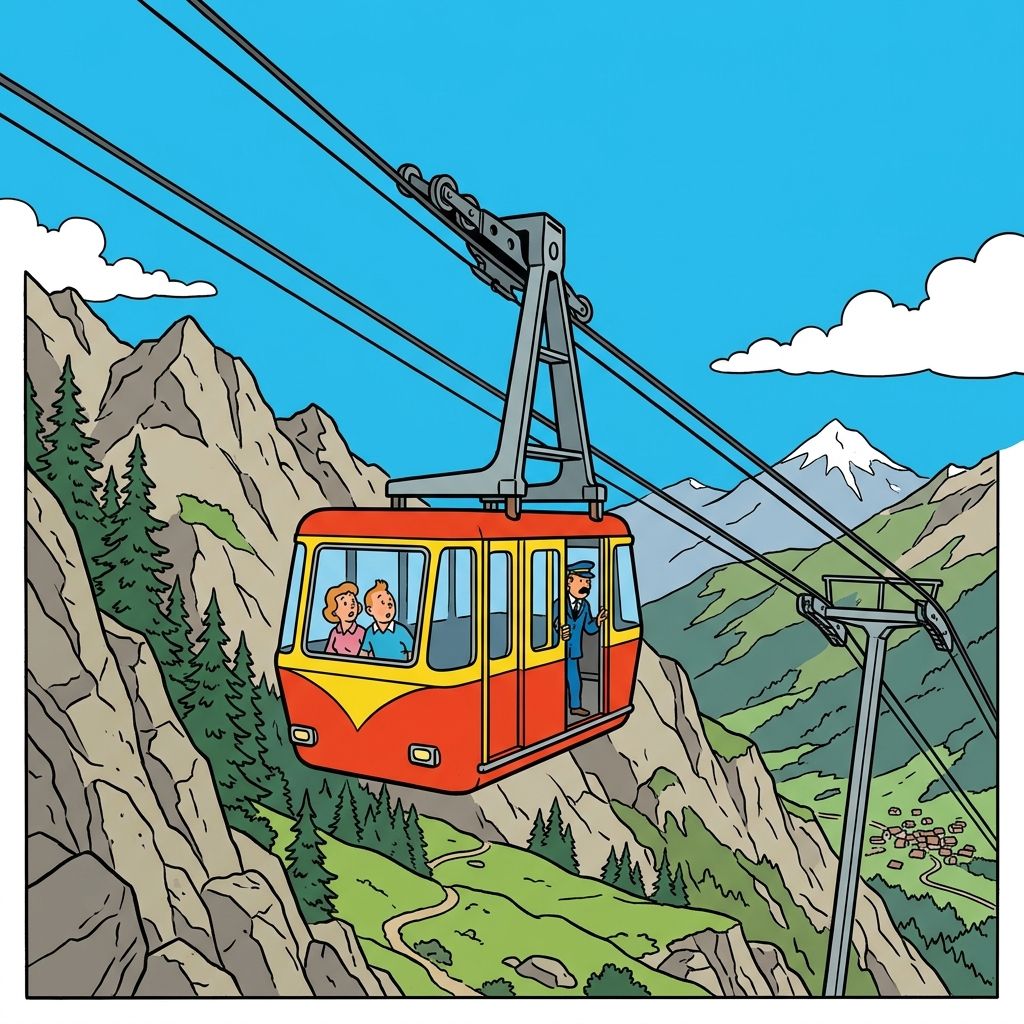 AI mnemonic illustration for the English word "cable car"