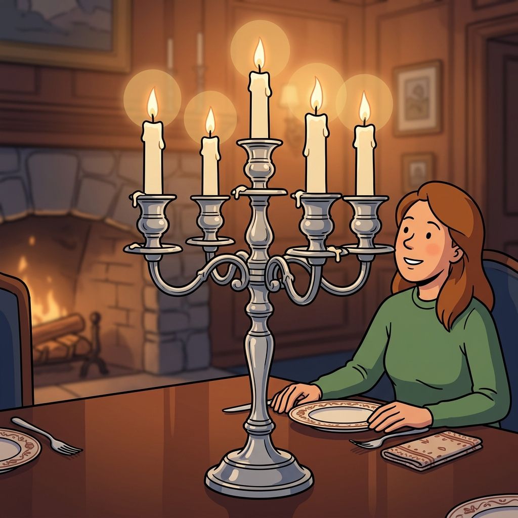 AI mnemonic illustration for the English word "candelabra"