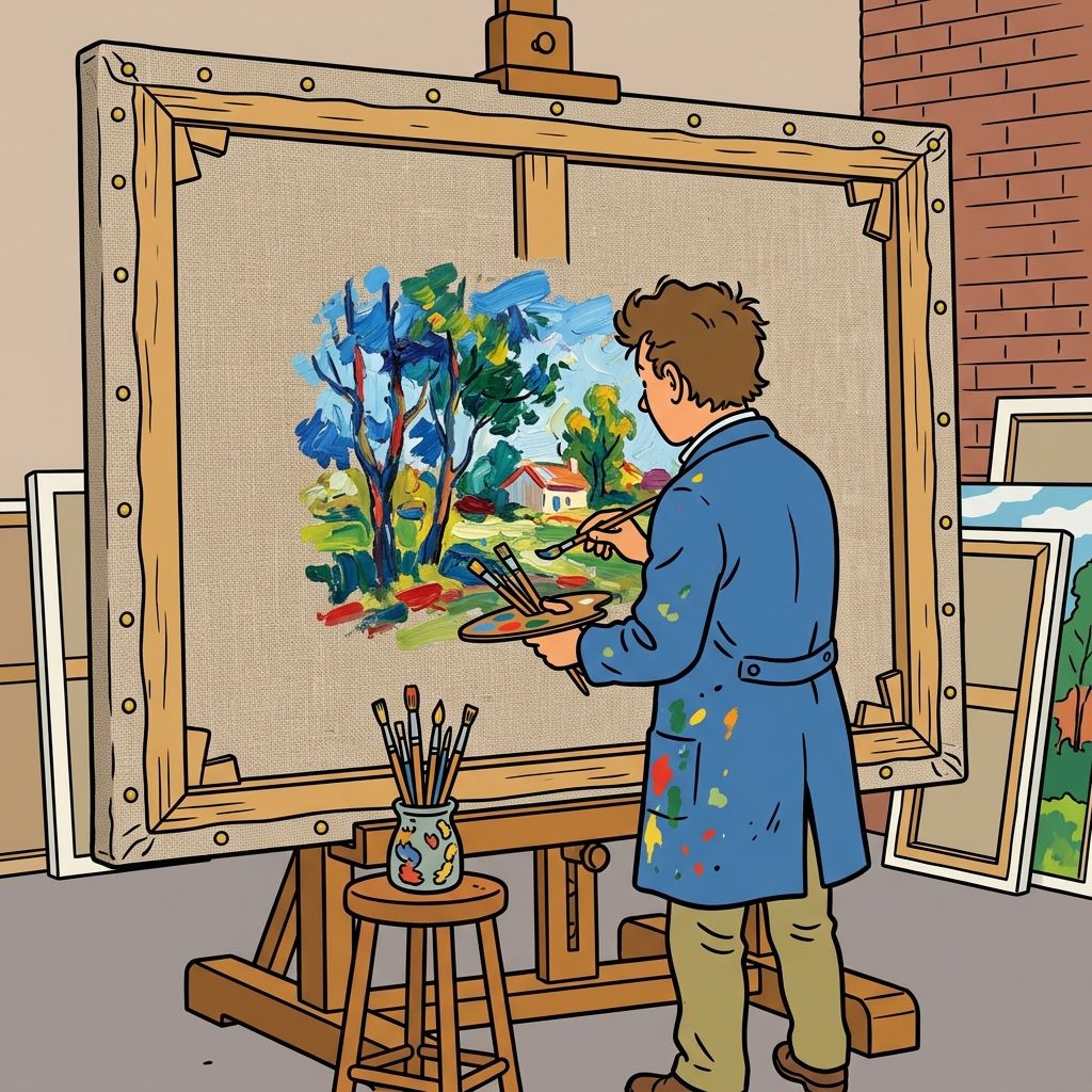 AI mnemonic illustration for the English word "canvas"