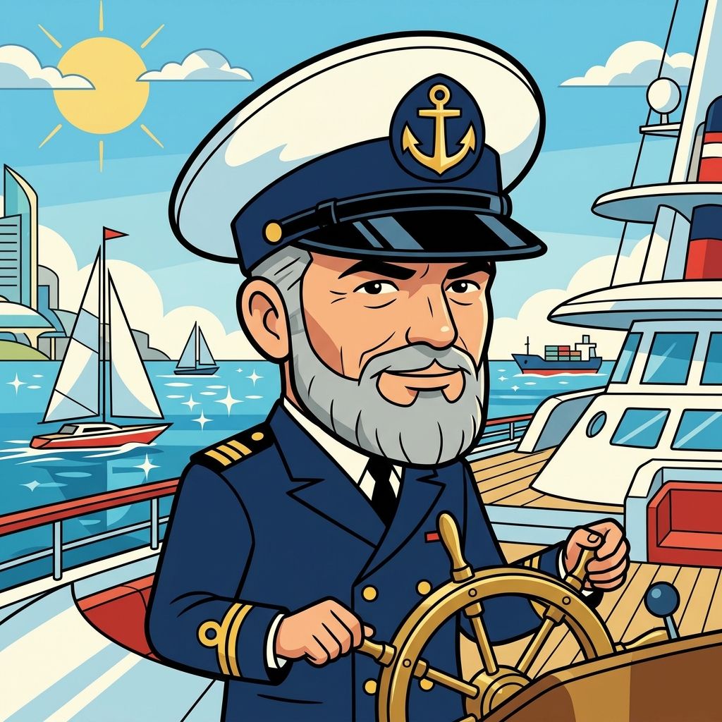 AI mnemonic illustration for the English word "captain's hat"