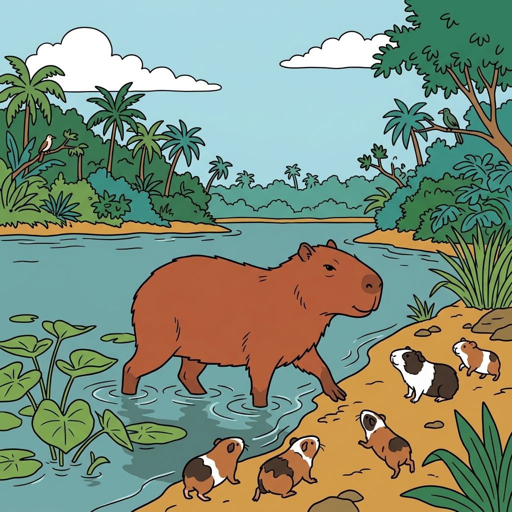 AI mnemonic illustration for the English word "capybara"