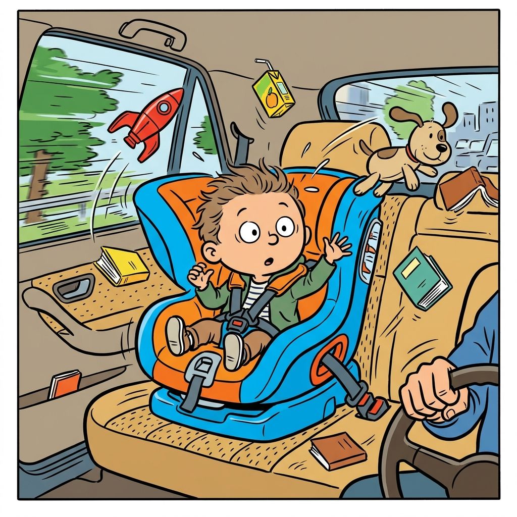 AI mnemonic illustration for the English word "car seat"