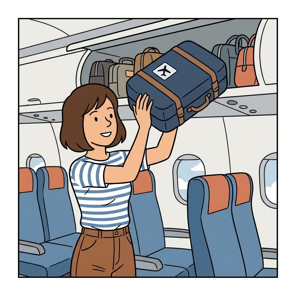 AI mnemonic illustration for the English word "carry-on"