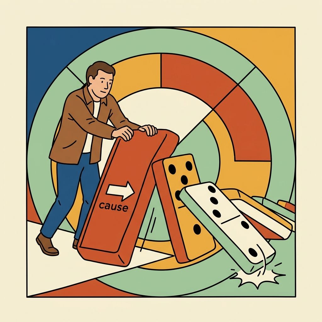 AI mnemonic illustration for the English word "causal"